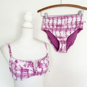 NEW BAR III Purple Tie Dye‎ Bikini high waisted full coverage S/M